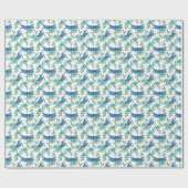 Blauwe libellen en bladeren Gift Wrap Cadeaupapier (Vlak)