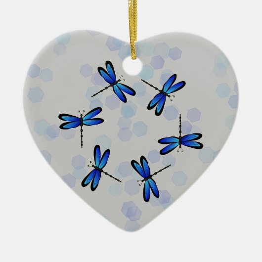 blauwe libellen keramisch ornament (Voorkant)