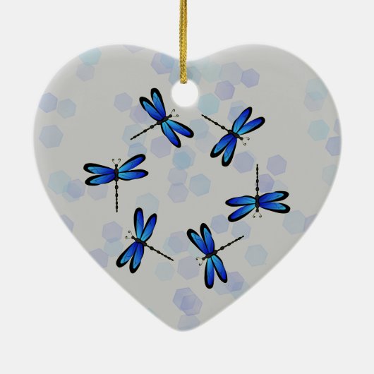 blauwe libellen keramisch ornament (Achterkant)