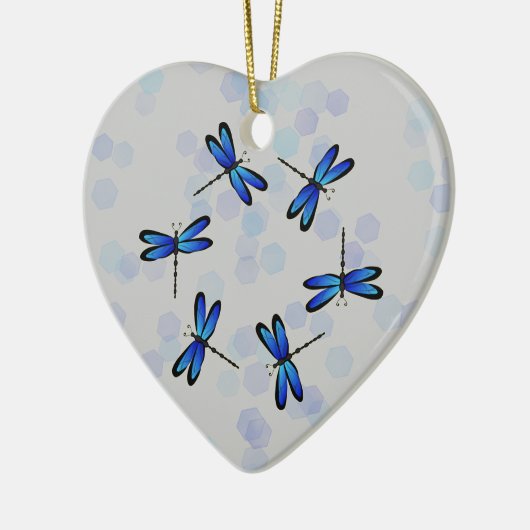 blauwe libellen keramisch ornament (Links)