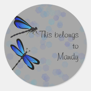 blauwe libellen ronde sticker