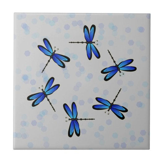 blauwe libellen tegeltje (Voorkant)