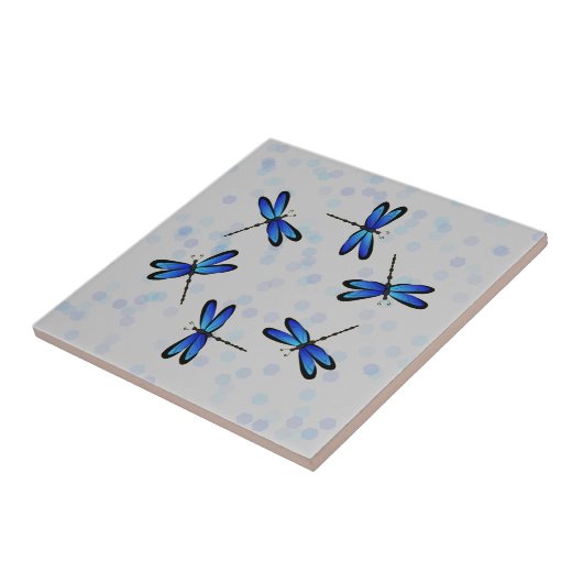 blauwe libellen tegeltje (Zijkant)