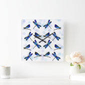 blauwe libellen vierkante klok (Huis)