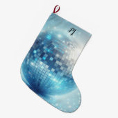 Blauwe Lichtgevende Discobal Beginletters Grote Kerstsok (Voorkant (Hangend))