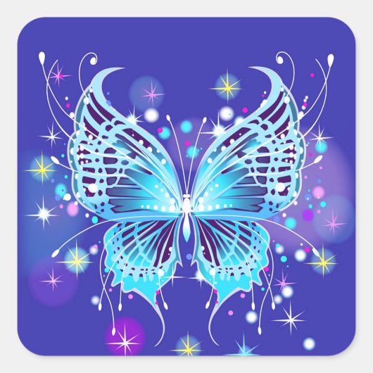 Blauwe Lichtgevende Vlinder Sticker 