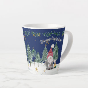 Blauwe lichtsterren met kerstboomgaard latte mok