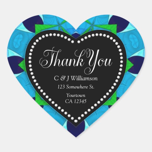 Blauwe liefde Hartelijk dank Hart Sticker (Voorkant)