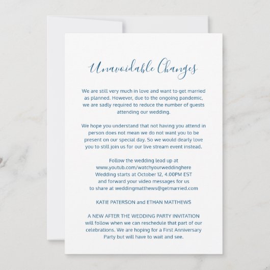 Blauwe liefde is een aanpasbare, streaming bruilof aankondiging (Achterkant)