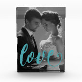 Blauwe liefde typografie Foto en naam Photo Block (Voorkant)