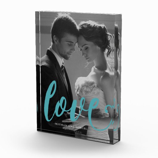 Blauwe liefde typografie Foto en naam Photo Block (Rechts)