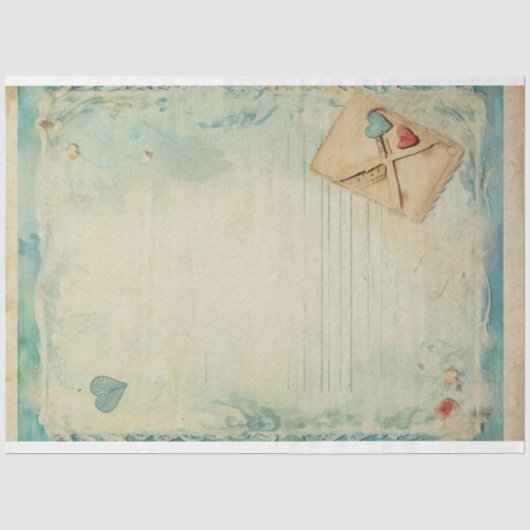 Blauwe Liefdesbrief  Ephemera No1 Tissuepapier (Voorkant)