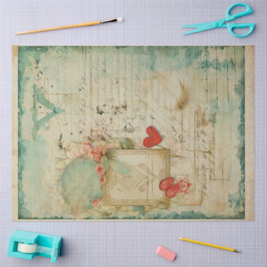 Blauwe Liefdesbrief  Ephemera No4 Tissuepapier (Craft)