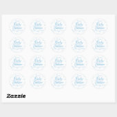 Blauwe Liefdeshartjes Baby Jongen shower / Strooig Ronde Sticker (Vel)