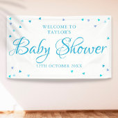 Blauwe Liefdeshartjes Baby Shower / Strooispijs We Spandoek