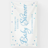 Blauwe Liefdeshartjes Baby Shower / Strooispijs We Spandoek (Verticaal)