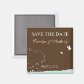Blauwe liefdesvogel SAVE THE DATE Magnet (Voorkant / Achterkant)