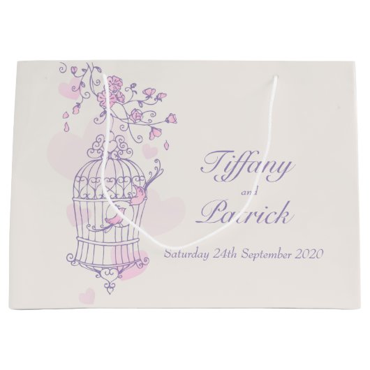 Blauwe liefdesvogels openen een cadeautas voor een (Voorkant)