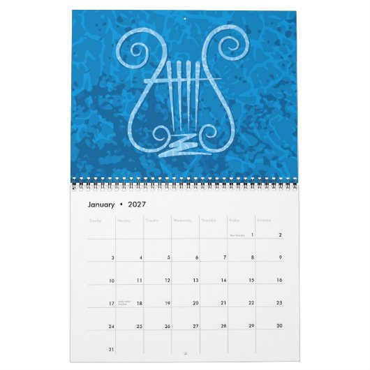 Blauwe Lier Achtergrond Kalender (Jan 2027)