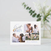 blauwe , lieve donut multi - fotovakantie feestdagenkaart (Staand voorkant)