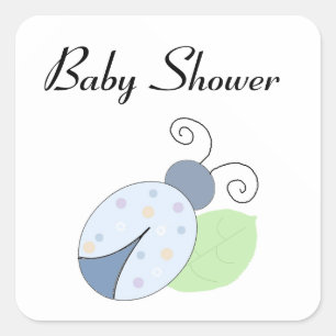 Blauwe Lieveheersbeestje Baby Shower Vierkante Sticker