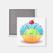 Blauwe lieveheersbeestje cupcake magneet (Voorkant / Achterkant)