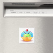 Blauwe lieveheersbeestje cupcake magneet (Insitu (Vaatwasser))