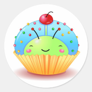 Blauwe lieveheersbeestje Cupcake Sticker