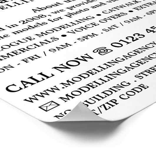 Blauwe liften, modellenbureau, modelagent poster (Hoek)