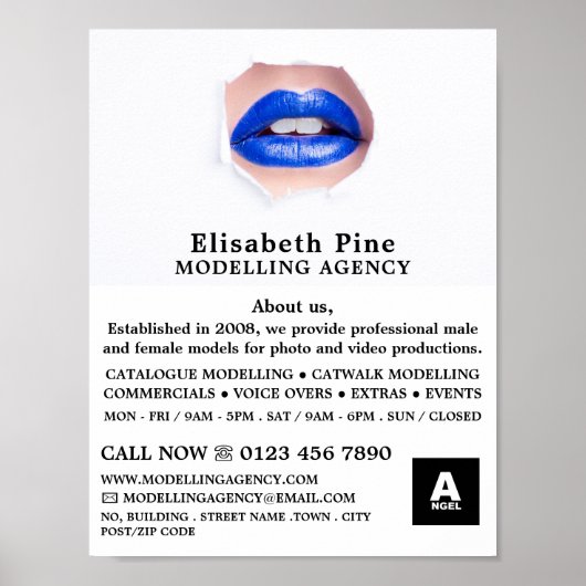 Blauwe liften, modellenbureau, modelagent poster (Voorkant)
