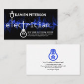 Blauwe Lightning Elektricien Gloeilamp Macht Plug  Visitekaartje (Voorkant / Achterkant)