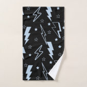 Blauwe Lightning Zwarte Achtergrond Y2K Patroon Bad Handdoek (Handdoek)