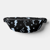 Blauwe Lightning Zwarte Achtergrond Y2K Patroon Heuptasje (Liggend)