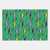 Blauwe Lightning Zwarte Achtergrond Y2K Patroon Inpakpapier Vel (Voorkant 3)