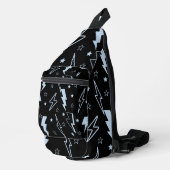 Blauwe Lightning Zwarte Achtergrond Y2K Patroon Sling Bag (Rechterhoek)