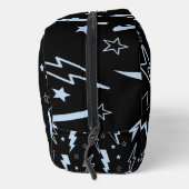 Blauwe Lightning Zwarte Achtergrond Y2K Patroon Toilettasje (Rechts)