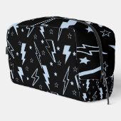 Blauwe Lightning Zwarte Achtergrond Y2K Patroon Toilettasje (Rechterhoek)