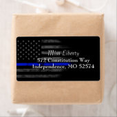 BLAUWE LIJN  Amerikaans vlaggenetiket Etiket (Insitu)