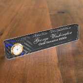 Blauwe lijn  Amerikaanse vlag Naambordje (Zijkant)