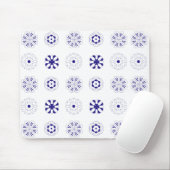 Blauwe lijn bloempatroon muismat (Met muis)
