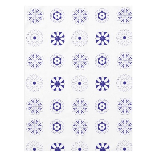 Blauwe lijn bloempatroon tafelkleed (Voorkant)