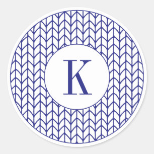 BLAUWE LIJN BREI Grote ronde Stickers + Initiaal