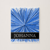 Blauwe lijn Burst Patroon + Aangepaste naam Puzzle Legpuzzel (Verticaal)