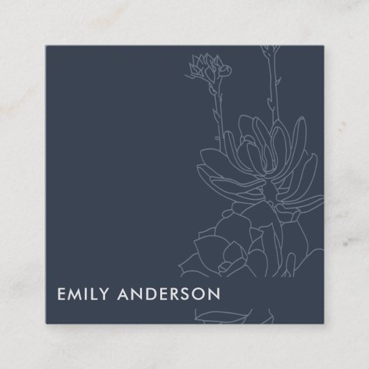 BLAUWE LIJN DRAWDESERT CACTI SUCCULENT FOLIAGE VIERKANTE VISITEKAARTJE (Voorkant)