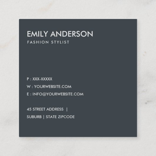 BLAUWE LIJN DRAWDESERT CACTI SUCCULENT FOLIAGE VIERKANTE VISITEKAARTJE (Achterkant)