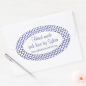 BLAUWE LIJN GEBREIDE ovale "hand gemaakte" Sticker (Envelop)