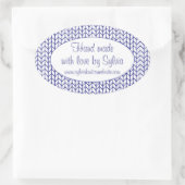 BLAUWE LIJN GEBREIDE ovale "hand gemaakte" Sticker (Tas)