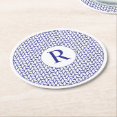 BLAUWE LIJN GEBREIDE ronde papieren Onderzetters + (Gebogen)