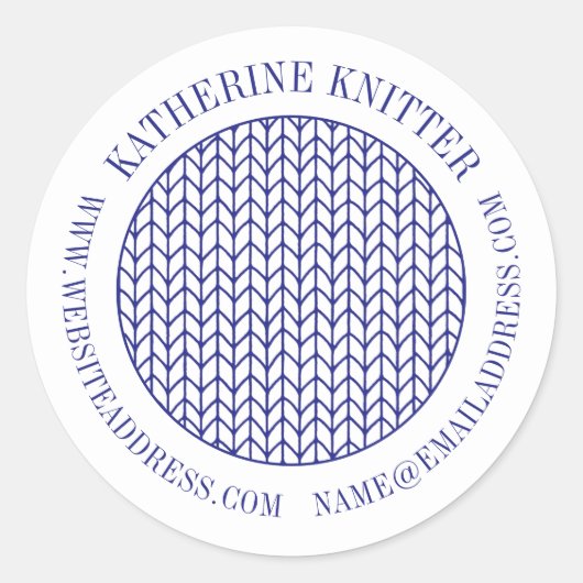 BLAUWE LIJN GEBREIDE Small Round Business Label-af Ronde Sticker (Voorkant)