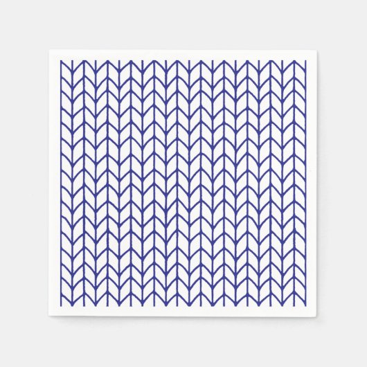 BLAUWE LIJN GEBREIDE standaard cocktail papier ser Servet (Voorkant)